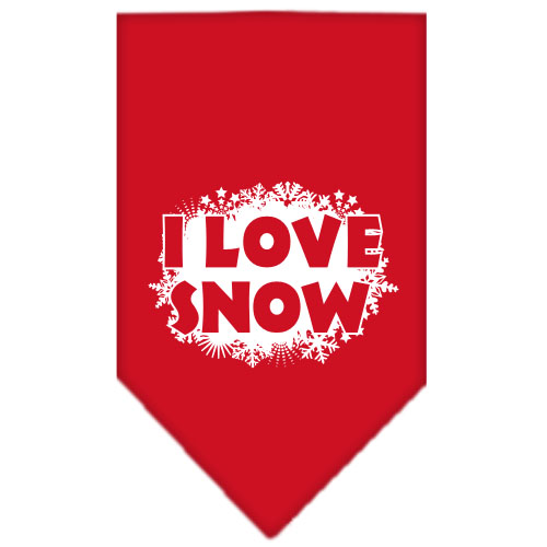 I Love Snow Screen Print Bandana Red Large