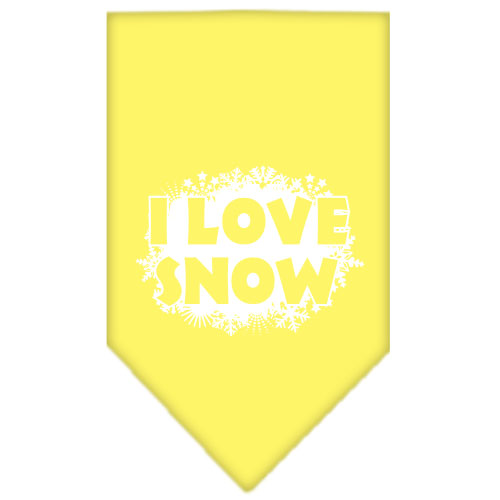 I Love Snow Screen Print Bandana Yellow Large