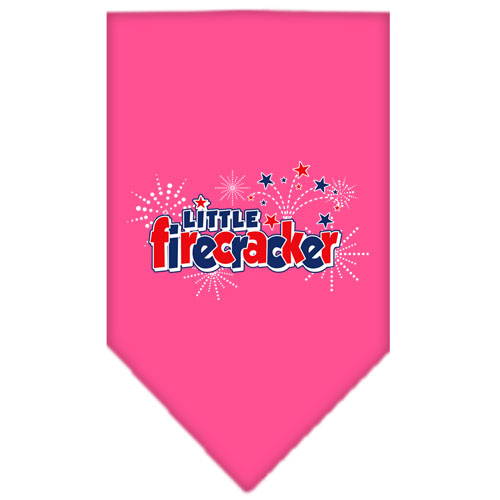 Little Firecracker Screen Print Bandana Bright Pink Large