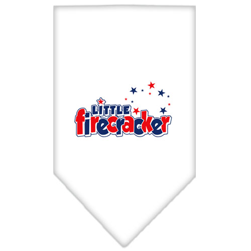 Little Firecracker Screen Print Bandana White Small