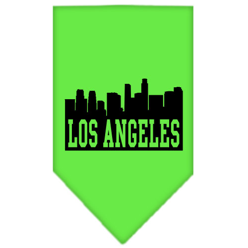 Los Angeles Skyline Screen Print Bandana Lime Green Large