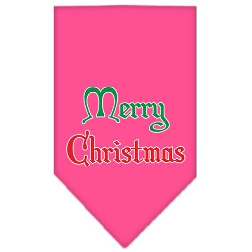 Merry Christmas Screen Print Bandana Bright Pink Large