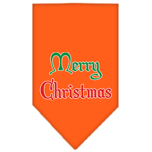 Merry Christmas Screen Print Bandana Orange Large