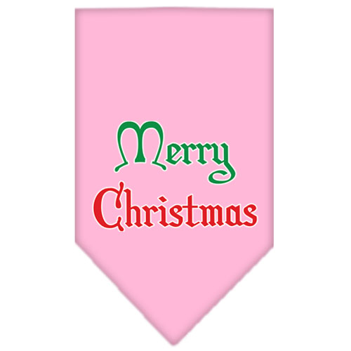 Merry Christmas Screen Print Bandana Light Pink Large