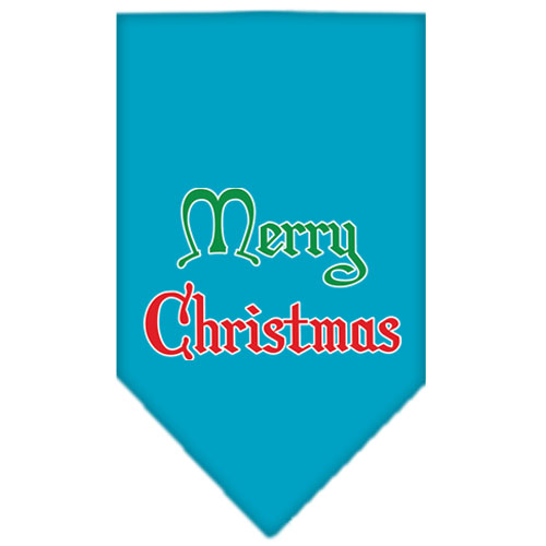 Merry Christmas Screen Print Bandana Turquoise Large