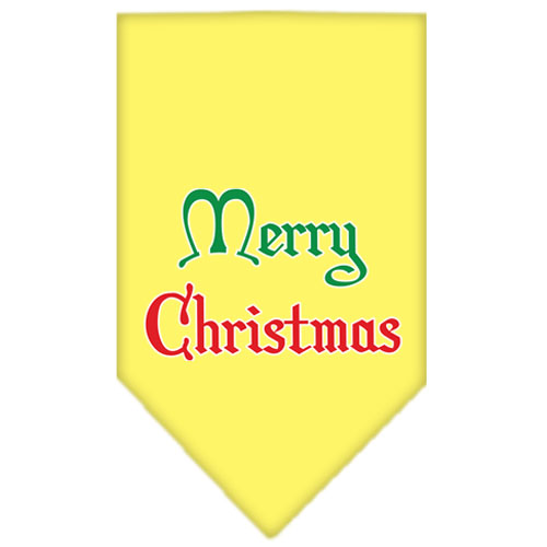 Merry Christmas Screen Print Bandana Yellow Large