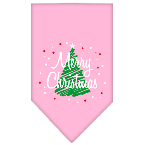 Scribble Merry Christmas Screen Print Bandana Light Pink Large