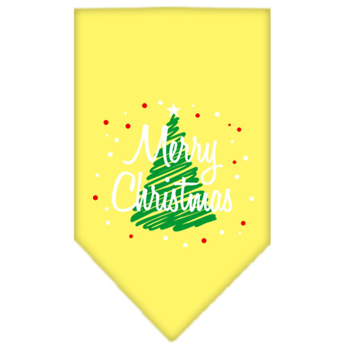 Scribble Merry Christmas Screen Print Bandana Yellow Large