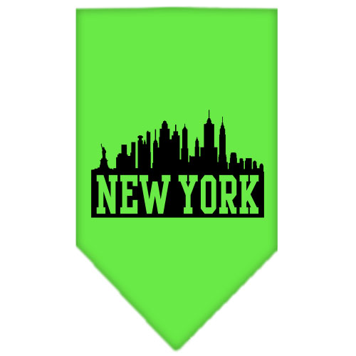 New York Skyline Screen Print Bandana Lime Green Large
