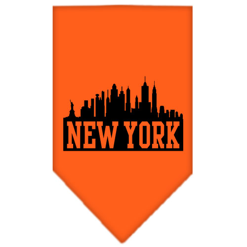 New York Skyline Screen Print Bandana Orange Large