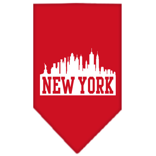New York Skyline Screen Print Bandana Red Large