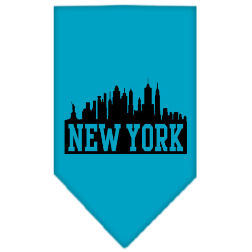 New York Skyline Screen Print Bandana Turquoise Large