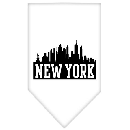 New York Skyline Screen Print Bandana White Large