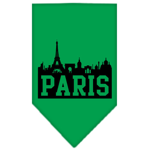 Paris Skyline Screen Print Bandana Emerald Green Large