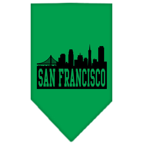 San Francisco Skyline Screen Print Bandana Emerald Green Large