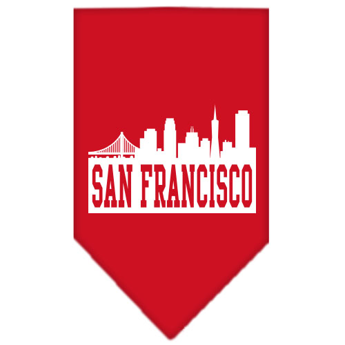 San Francisco Skyline Screen Print Bandana Red Large