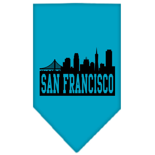 San Francisco Skyline Screen Print Bandana Turquoise Large