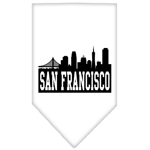 San Francisco Skyline Screen Print Bandana White Large