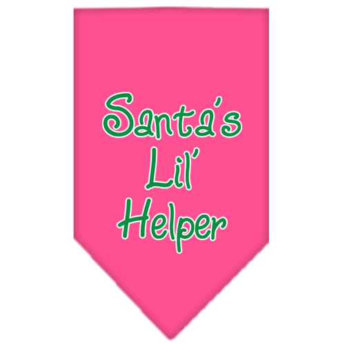 Santa Lil Helper Screen Print Bandana Bright Pink Small