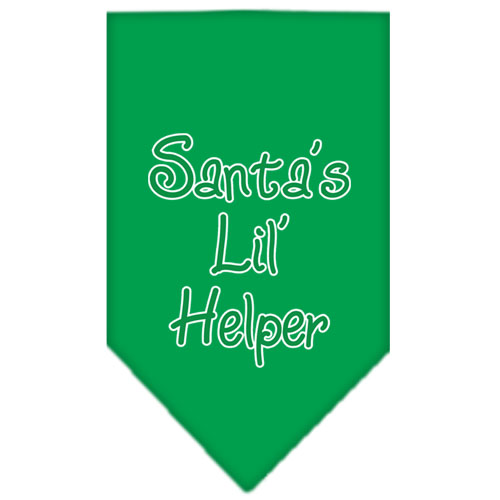 Santa Lil Helper Screen Print Bandana Emerald Green Small