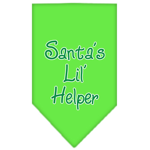 Santa Lil Helper Screen Print Bandana Lime Green Small