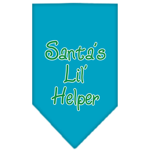 Santa Lil Helper Screen Print Bandana Turquoise Small