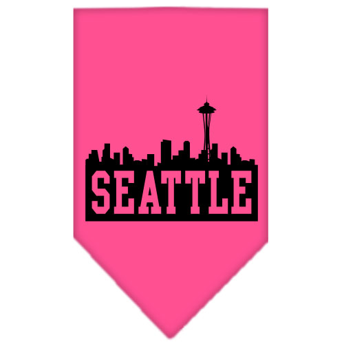 Seattle Skyline Screen Print Bandana Bright Pink Small