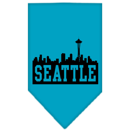 Seattle Skyline Screen Print Bandana Turquoise Small