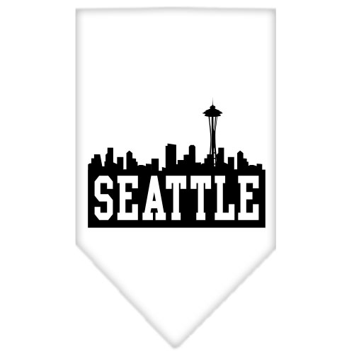 Seattle Skyline Screen Print Bandana White Large