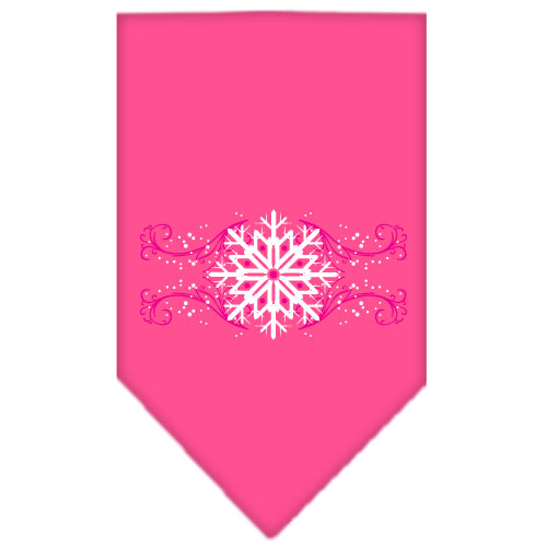 Pink Snowflake Swirls Screen Print Bandana Bright Pink Large