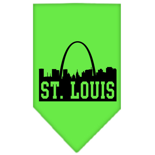 St Louis Skyline Screen Print Bandana Lime Green Large