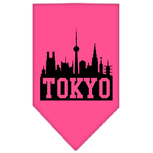 Tokyo Skyline Screen Print Bandana Bright Pink Large