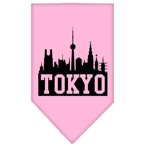 Tokyo Skyline Screen Print Bandana Light Pink Large