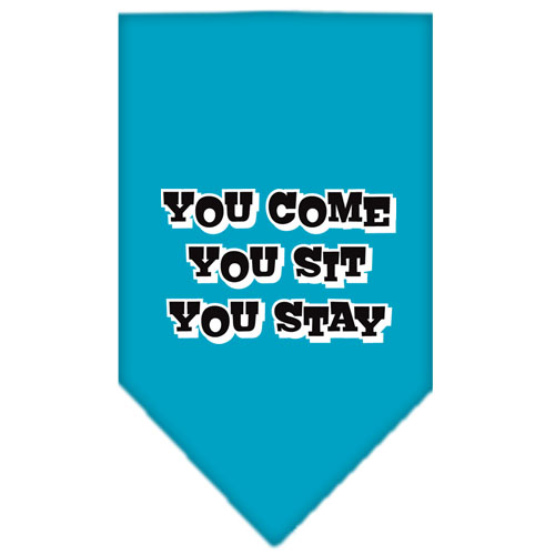 You Come, You Sit, You Stay Screen Print Bandana Turquoise Large