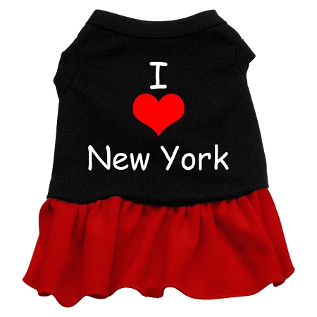 I Heart New York Screen Print Dress Black with Red Sm