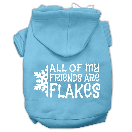 All my friends are Flakes Screen Print Pet Hoodies Baby Blue Size L