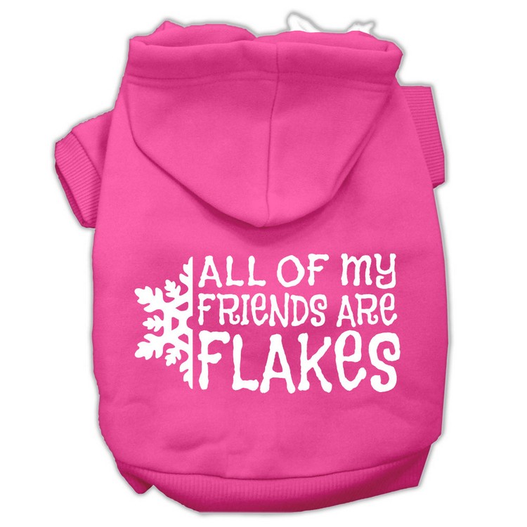 All my friends are Flakes Screen Print Pet Hoodies Bright Pink Size L