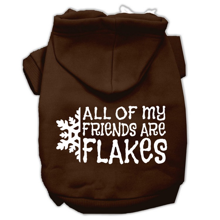 All my friends are Flakes Screen Print Pet Hoodies Brown Size L