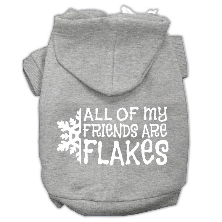 All my friends are Flakes Screen Print Pet Hoodies Grey Size S