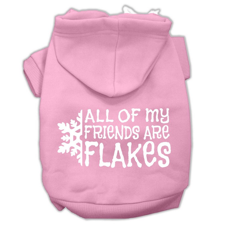 All my friends are Flakes Screen Print Pet Hoodies Light Pink Size M