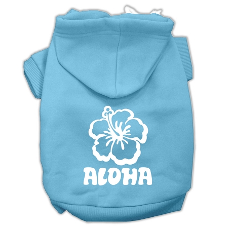 Aloha Flower Screen Print Pet Hoodies Baby Blue Size XS