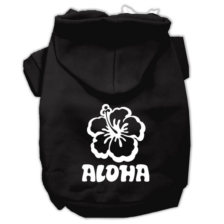 Aloha Flower Screen Print Pet Hoodies Black Size XXL