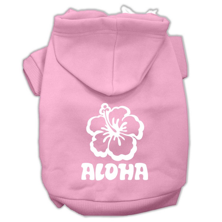 Aloha Flower Screen Print Pet Hoodies Light Pink Size XS