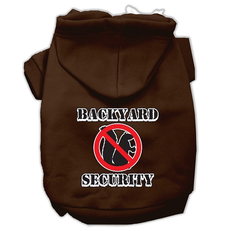 Backyard Security Screen Print Pet Hoodies Brown Size L