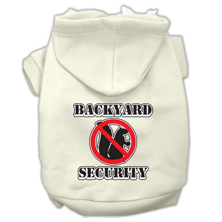 Backyard Security Screen Print Pet Hoodies Cream Size XXL