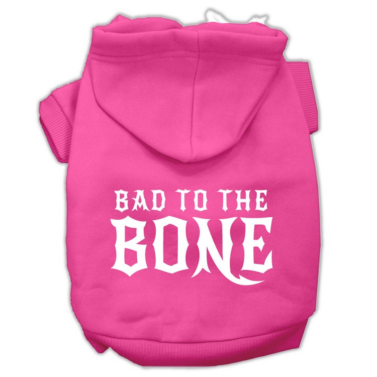 Bad to the Bone Dog Pet Hoodies Bright Pink Size Lg
