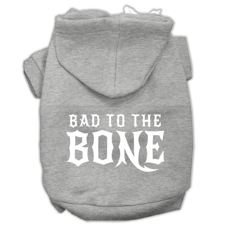 Bad to the Bone Dog Pet Hoodies Grey Size XS