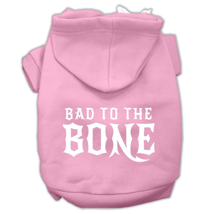 Bad to the Bone Dog Pet Hoodies Light Pink Size XS