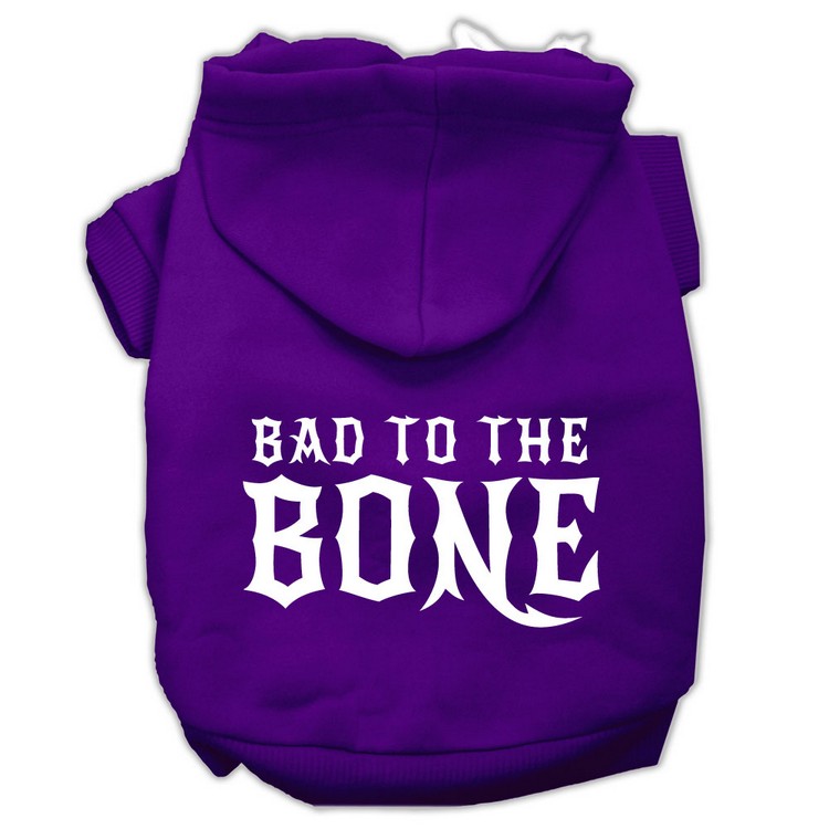 Bad to the Bone Dog Pet Hoodies Purple Size Lg