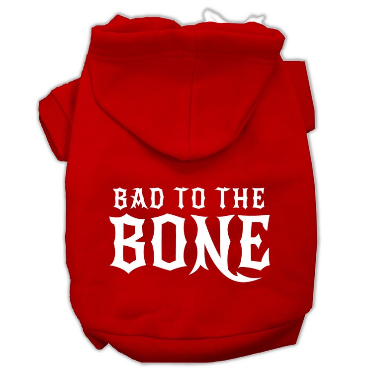 Bad to the Bone Dog Pet Hoodies Red Size XS